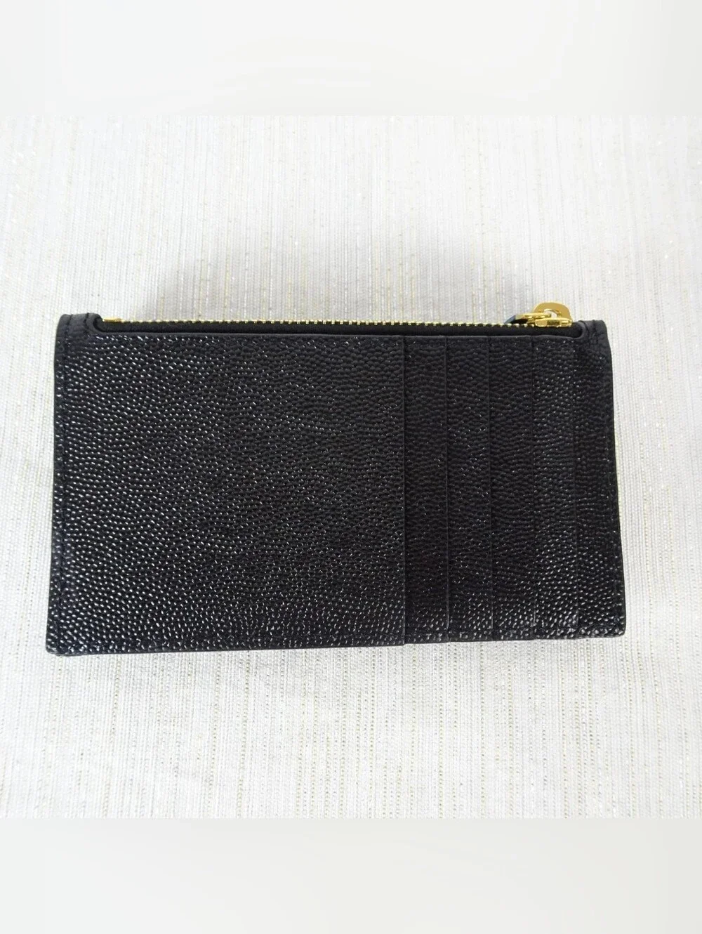 YSL Saint Laurent Monogram Card Holder Wallet Matelasse Chevron Grain Leather